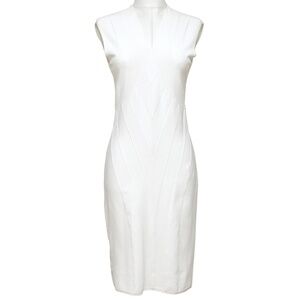 FENDI White Dress Viscose Knit Sleeveless Slip-On V-Neck Sz 40